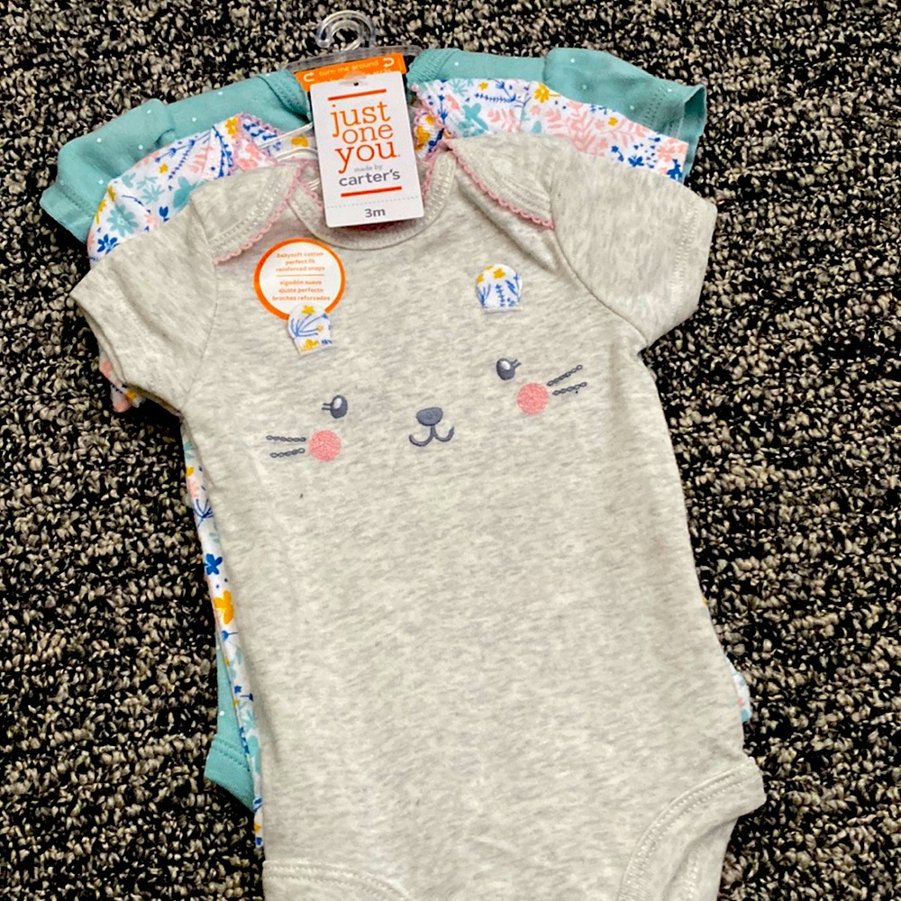 BRAND NEW! 3 pack onesies. Size 3M.
